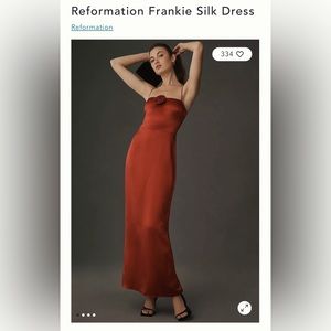 Reformation Frankie Rosette silk dress in the color Sangre.